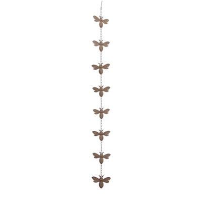 Bee Drop Rain Chain - 1.6m Drop Brown Rusty Finish - Garden Accessory