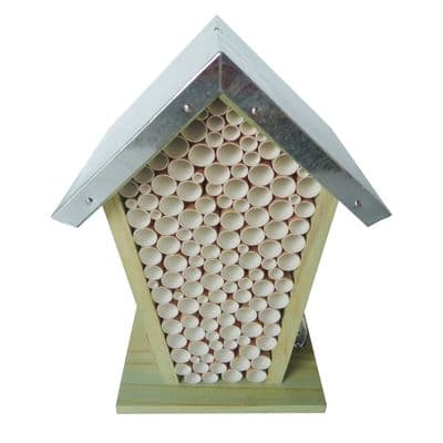 Bee House Bumble Bee Box Hive Zinc Roof Pinewood Wooden FSC 100% Conservation