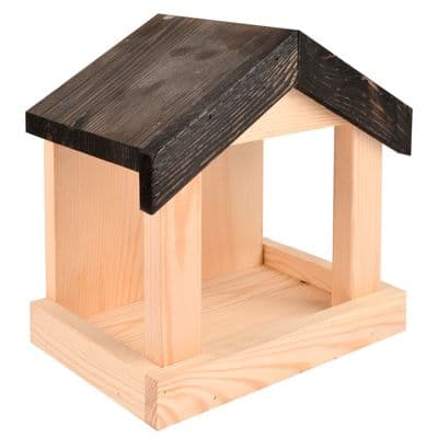 Bird Feeder House Wall Mounted Wooden Wood Feeding Feeder Table w Apex Roof