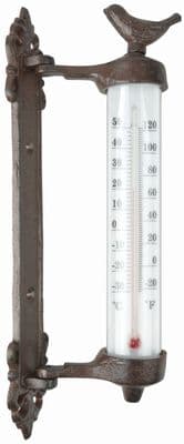 Bird Wall Thermometer Cast Iron Kerosine Garden Outdoor Gift - Boxed
