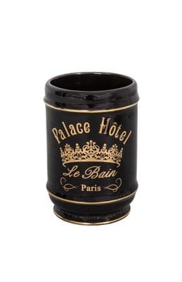 Black and Gold Palace Hotel Toothbrush Holder/Glass Freestanding