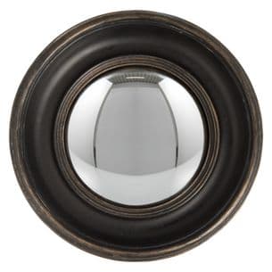 Black Brown Round Frame Convex Fisheye Porthole Mirror 23cm