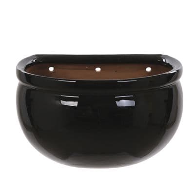 Black Ceramic Wall Planter Pot - Frost Proof