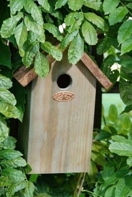 Blue Tit Bird Nest Box House Copper Roof Pinewood FSC 100%