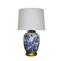 Blue White Chinese Floral Willow Oriental Ceramic Porcelain Table Light Lamp