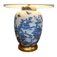 Blue White Chinese Floral Willow Oriental Ceramic Porcelain Table Light Lamp