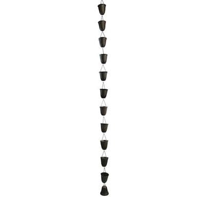 Buckets Drop Rain Chain - 1.5m Drop Brown Rusty Finish - Garden Accessory