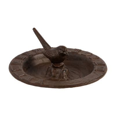 Cast Iron Bird Bath Feeder Bowl Sundial 24.5cm Garden Accessory