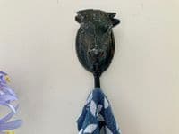 Cast Iron Cow Hook Hanger - Wall Mounted - Distressed Black Metal