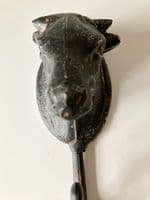 Cast Iron Cow Hook Hanger - Wall Mounted - Distressed Black Metal