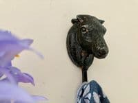 Cast Iron Cow Hook Hanger - Wall Mounted - Distressed Black Metal