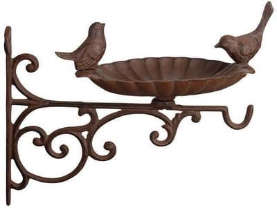Cast Iron Wall Mounted Clam Shell 2 Bird Wild Bird Bath Garden Food Feeder