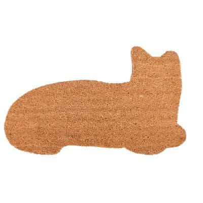 Cat Shaped Coir Door Floor Entrance Mat 74.5 x 43cm