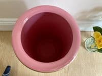 Ceramic Umbrella Stand Stick Holder Pink 44cm Tall Hexagonal Flowers Butterflies