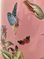 Ceramic Umbrella Stand Stick Holder Pink 44cm Tall Hexagonal Flowers Butterflies