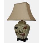 Chinese Mandarin Style Oriental Butterfly & Blossom Ceramic Table Buffet Lamp