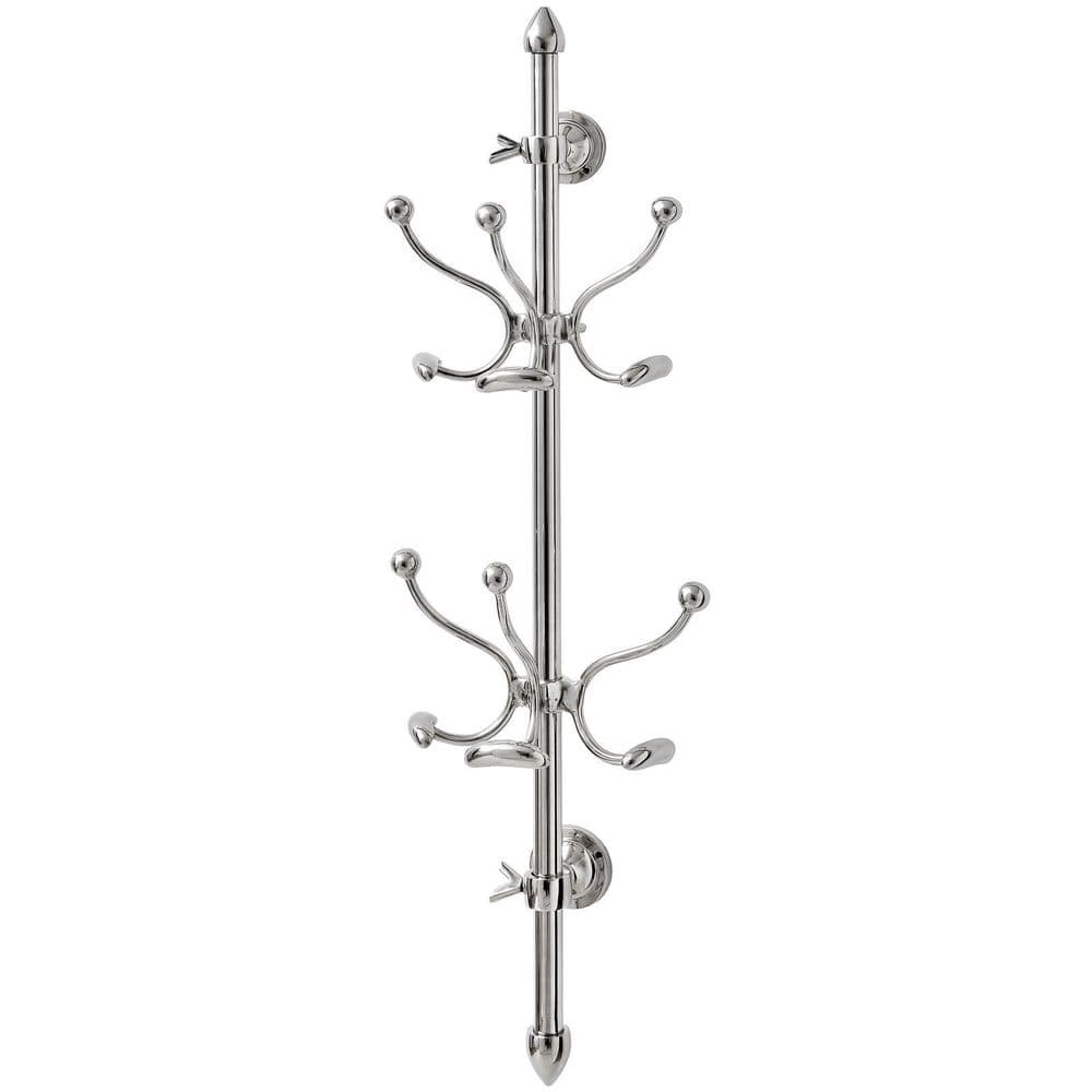 Chrome Metal Heavy Duty Wall Mounted Hat And Coat Hanger Rack Hook Set