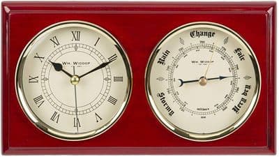 Classical Wooden Wall Clock & Barometer Piano Finish Mahogany