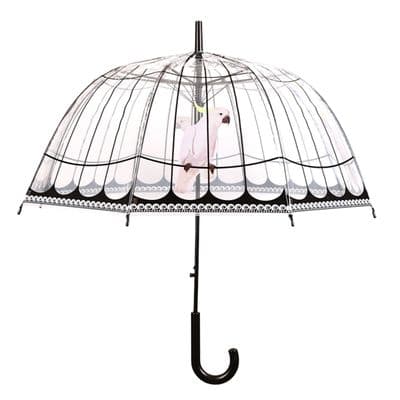 Clear Transparant Plastic Ladies Umbrella Bird Cage Design