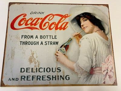 cocacola from a bottle 30 x 40cm Metal Steel Sign Plaque - Pre Drilled