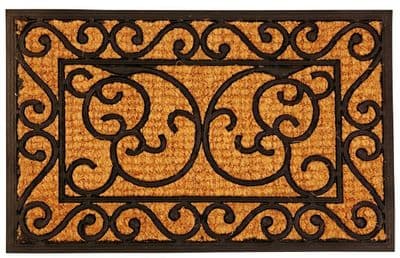 Coir Doormat Rubber Pattern 60 x 40 cm Garden Outdoor Entrance Mat