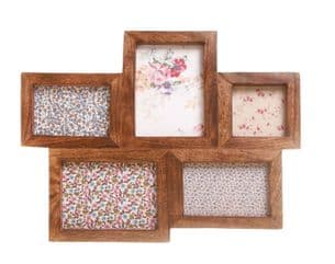 Dark Mango Wood Wooden Five Multi Picture Photo Frame