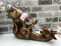 Distressed Gold Drunken Giraffe Wine Bottle Holder Freestanding Novelty Gift