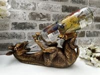 Distressed Gold Drunken Giraffe Wine Bottle Holder Freestanding Novelty Gift