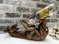 Distressed Gold Drunken Giraffe Wine Bottle Holder Freestanding Novelty Gift