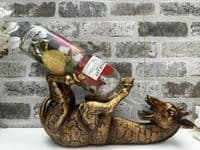 Distressed Gold Drunken Giraffe Wine Bottle Holder Freestanding Novelty Gift