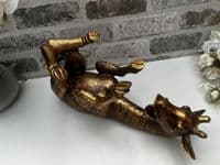 Distressed Gold Drunken Giraffe Wine Bottle Holder Freestanding Novelty Gift