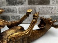 Distressed Gold Drunken Giraffe Wine Bottle Holder Freestanding Novelty Gift