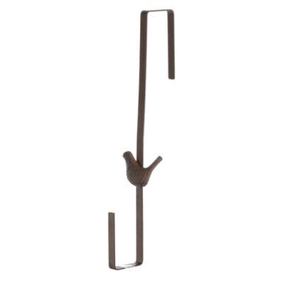 Door Wreath Hanger Hook Support - Brown Metal Over Door - Bird