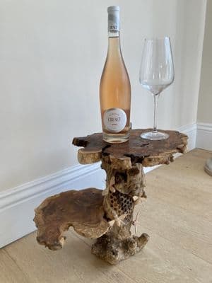 Driftwood Wooden Beehive Side Lamp Drinks Table w 2 Shelves-Handcarved Teak Root
