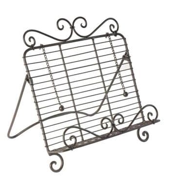 Freestanding Metal Recipe Book Holder - Traditional Scroll Brown Kitchen Stand