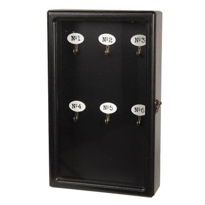 French Black Wood & Glass Freestanding Key Box Cabinet 38cm
