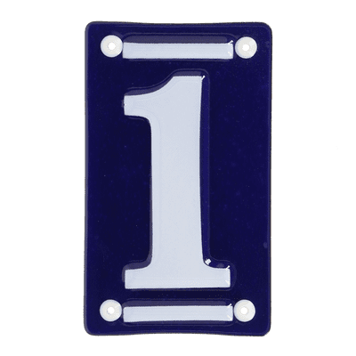 French Blue & White Number Door Numeral - Traditional Embossed Enamelled Sign Pl