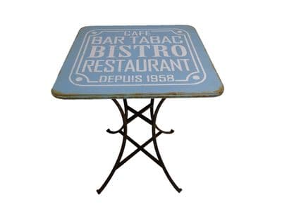 French Café Bistro Table Metal Iron Paris Shabby Chic Blue Bar Restaurant Table