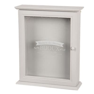 French Grey Wood & Glass Freestanding Key Box 27cm