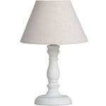 French Style Shabby Chic Farmhouse White Wash Distressed Table Lamp Linen Shade