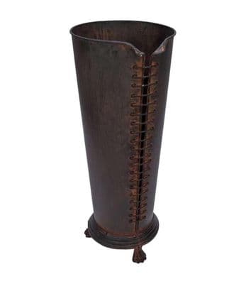 French Victorian Unique Umbrella Stand Black Distressed Metal Corset Boot Style