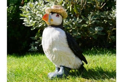 Funky Fun Puffin in Hat & Boots Garden Home Ornament Decoration Gift