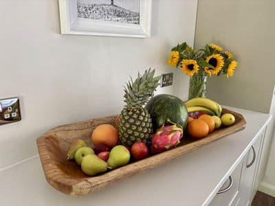 Giant 11kg 90cm Heavy Teak Root Hand Carved Wooden Bowl Trough Fruit Centrepiece