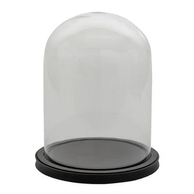 Glass Display Bell Jar Round Cloche on Black Wood Base Display Stand 29cm