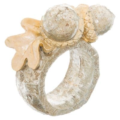 Gold Cream Acorn Napkin Ring Elegant Table Decoration Christmas Wedding Baptism
