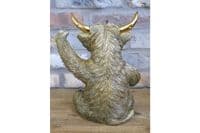 Gold Wine Bottle & Glass Holder - Highland Shaggy Cow Fun Funky Gift
