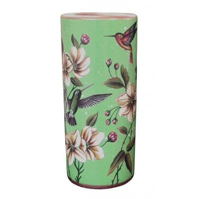 Green Oriental Porcelain Umbrella Stand with Humming Birds & Flowers 46 cm