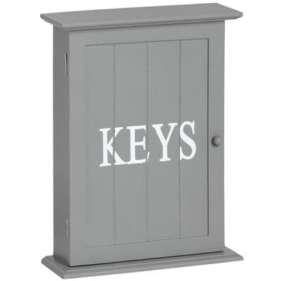 Grey Gray Wooden Key Box Holder Cabinet  Wallmounted or Freestanding