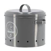 Grey Potato Storage Tin Metal Container Kitchen Pantry - Breatheable