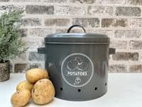 Grey Potato Storage Tin Metal Container Kitchen Pantry - Breatheable